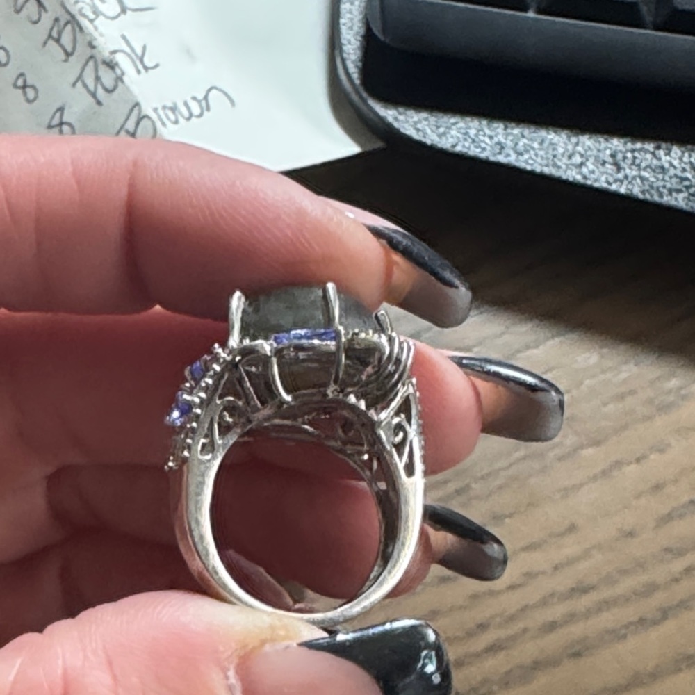 Vintage Sajen sterling silver ring with labradorite and amethyst. - Picture 6 of 9